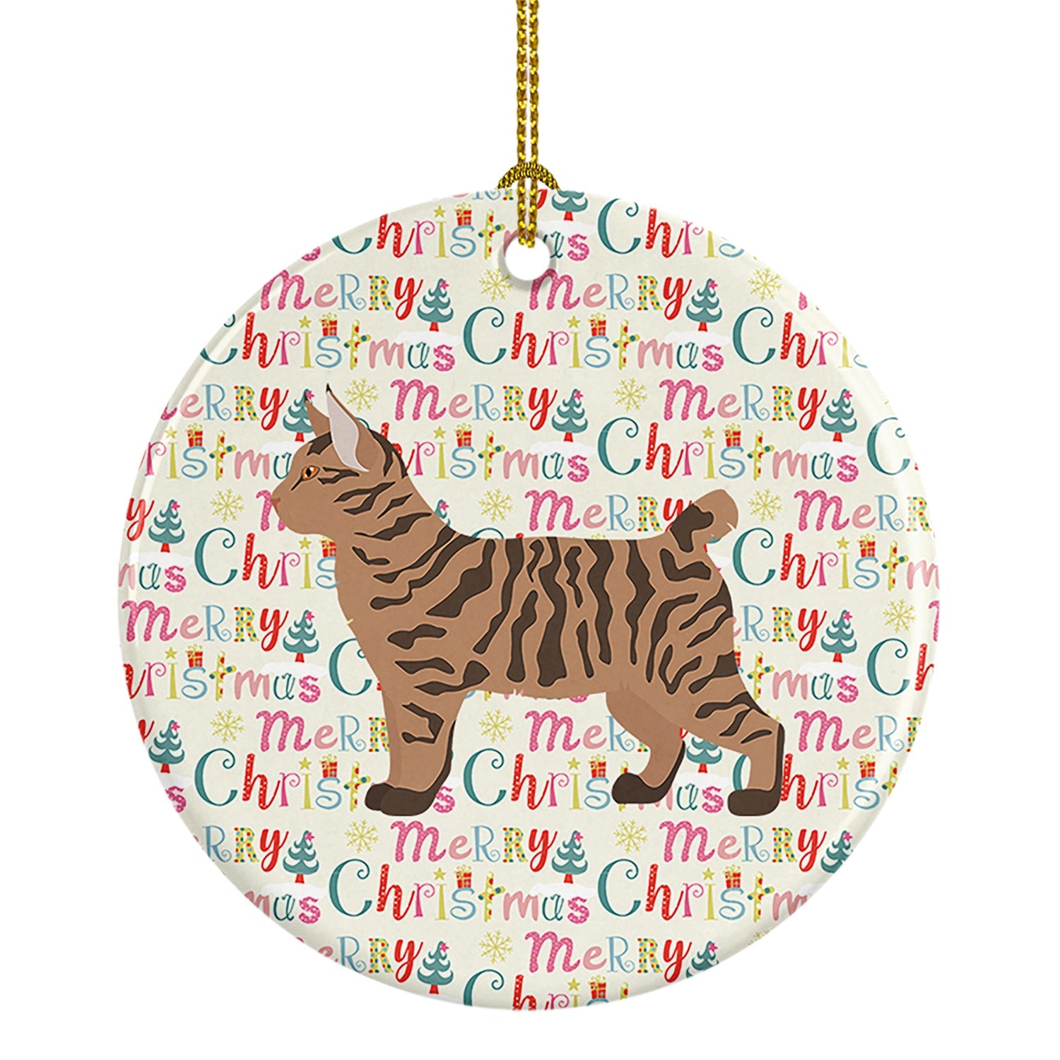 Pixie Bob #2 Cat Christmas Ceramic Ornament