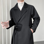 Men's Oversized Long Windbreaker Jacket - Korean Style