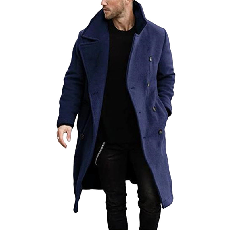 2023 Autumn/Winter Men's Long Woolen Coat Double Breasted