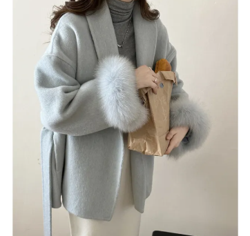 Reversible Cashmere Coat Tie-front Top