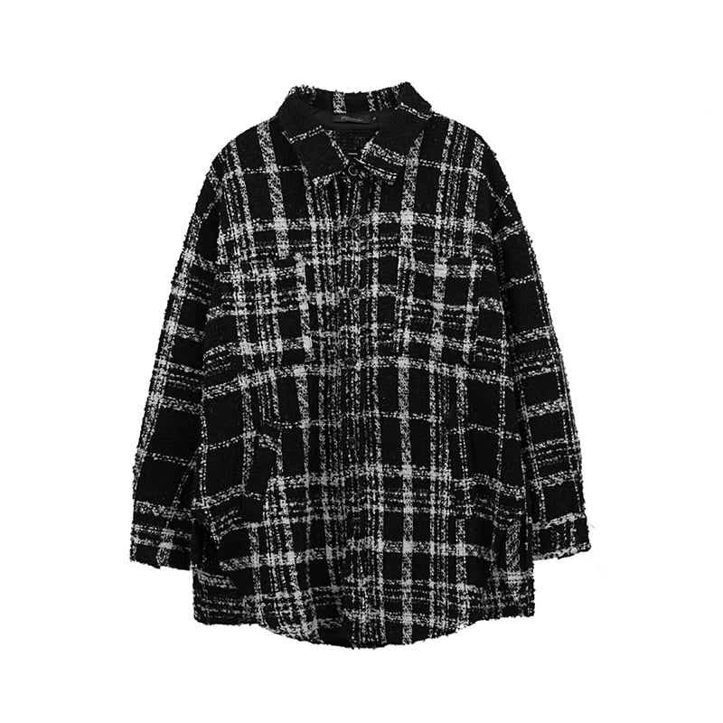 Plaid Woolen Shirt Jacket with Padding