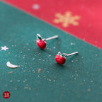 Sweet Christmas Earrings - Silver Red Studs