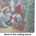 Great Pyrenees and Santa Claus Glass Cutting Board