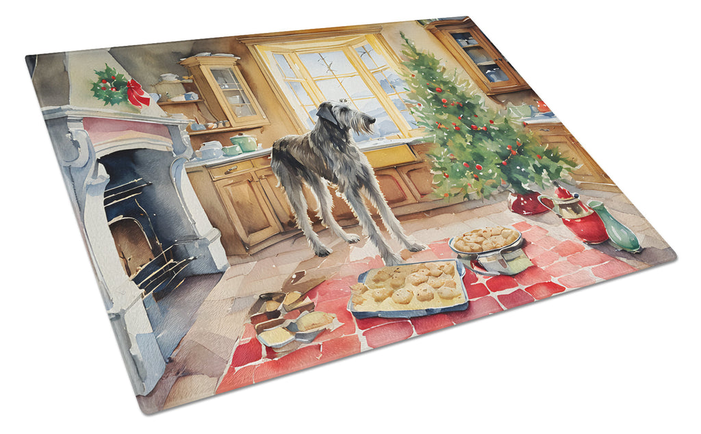 Irish Wolfhound Christmas Cookies Glass Cutting Board