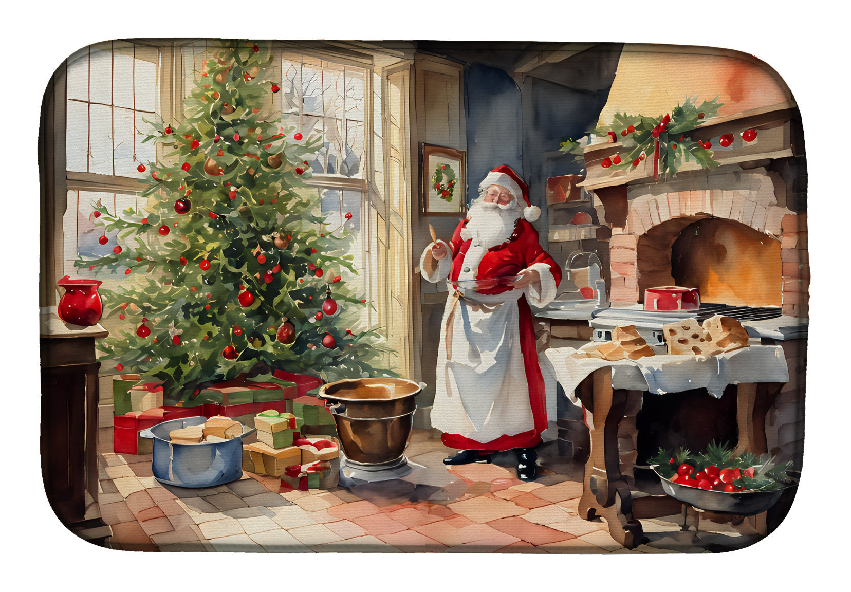 Cookies with Santa Claus Dish Drying Mat