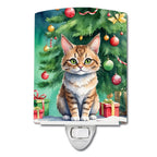 Pixie Bob Cat By the Christmas Tree Ceramic Night Light