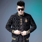 Men's Velvet Embroidered Baseball Jacket for Autumn/Winter