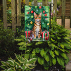 Toyger Cat By the Christmas Tree Garden Flag
