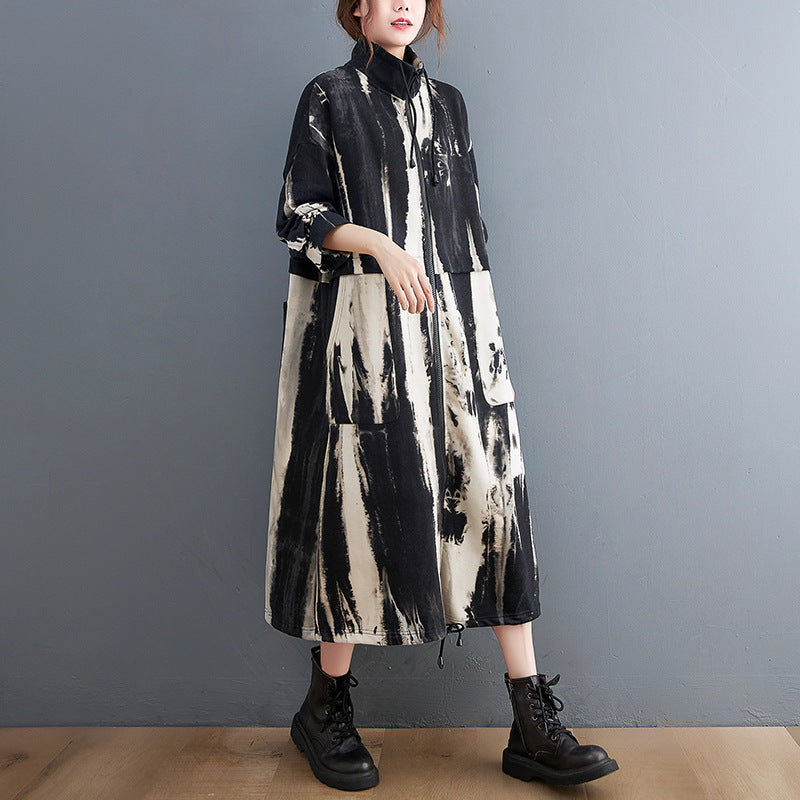 Mid-Length Versatile Casual Printed Jacket