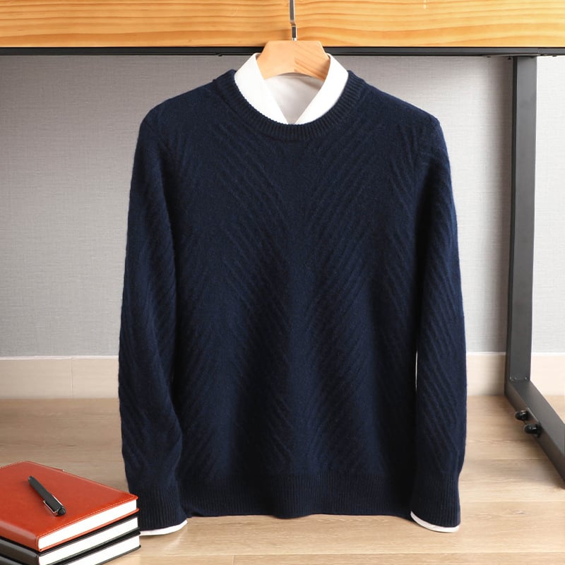 Cashmere Men's Round Neck Padded Sweater