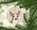 Chihuahua Silver and Tan Christmas Ceramic Ornament