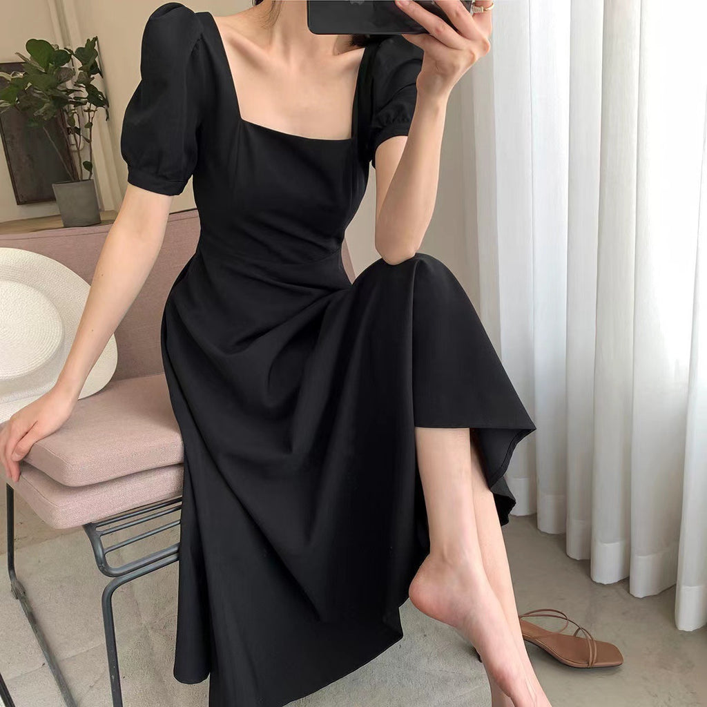2023 Summer Women's Tea Dress - Elegant Long Black Dress