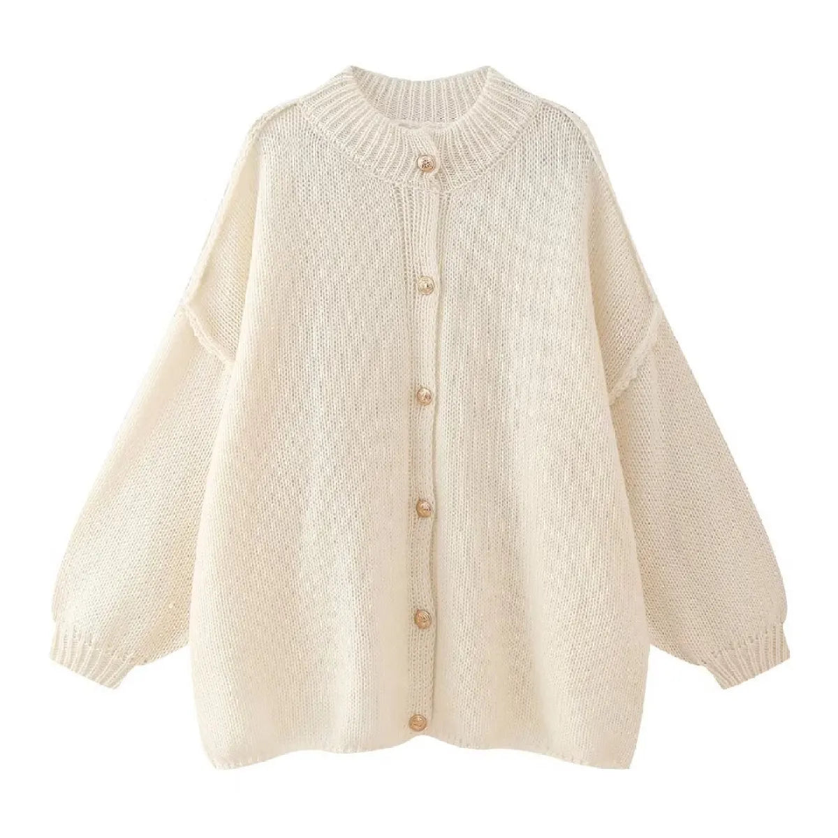 French Loose Round Neck Cardigan Sweater