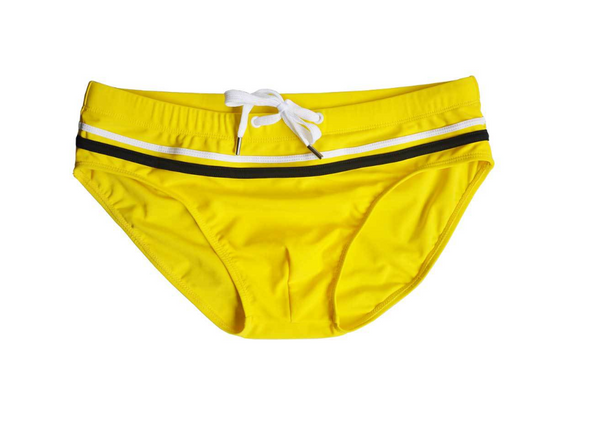 Men's Striped Yellow Swim Briefs