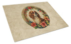 Cavalier Spaniel Christmas Flowers Glass Cutting Board