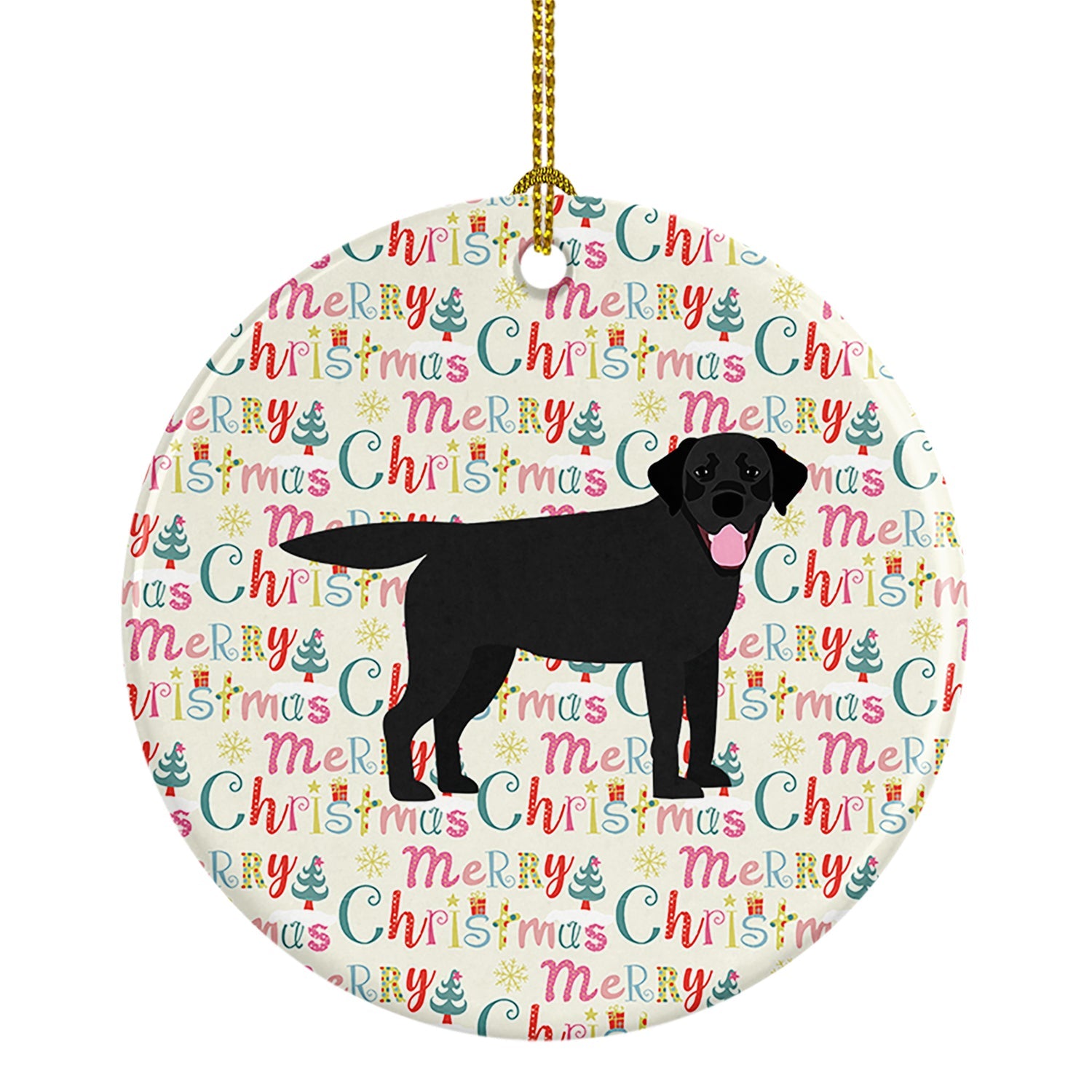 Black Labrador Retriever Merry Christmas Ceramic Ornament