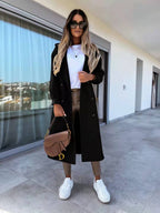 Women's Long-sleeved Double-breasted Nizi Coat