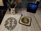 Old English Sheepdog Christmas Flowers Pair of Pot Holders