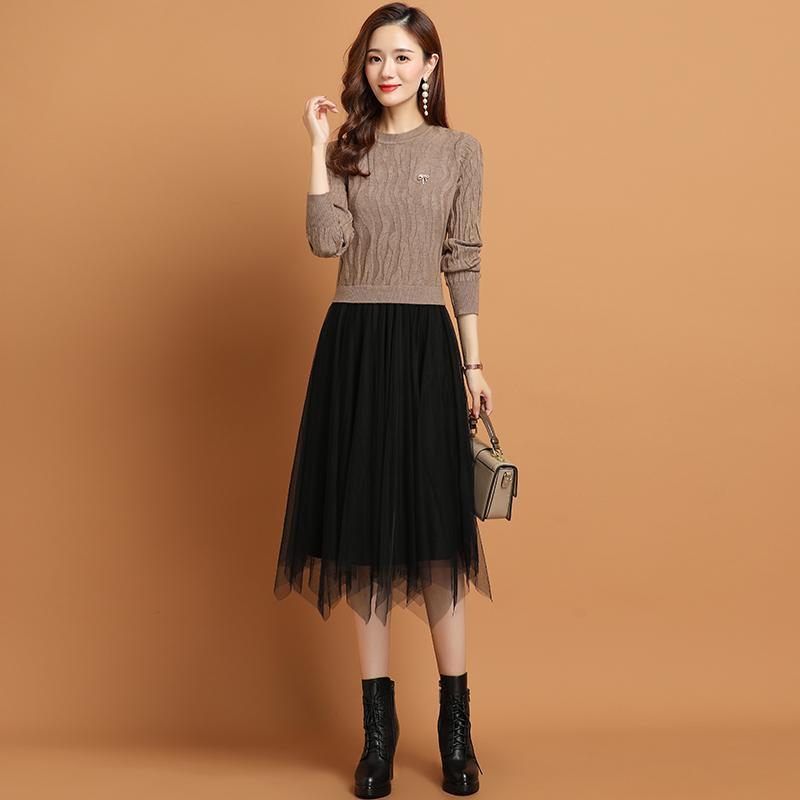 Slim Knit Lace Pullover Dress for Women - Autumn 2023 | Streetwear