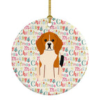Merry Christmas Beagle Tricolor Ceramic Ornament