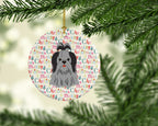 Merry Christmas Shih Tzu Black Silver Ceramic Ornament