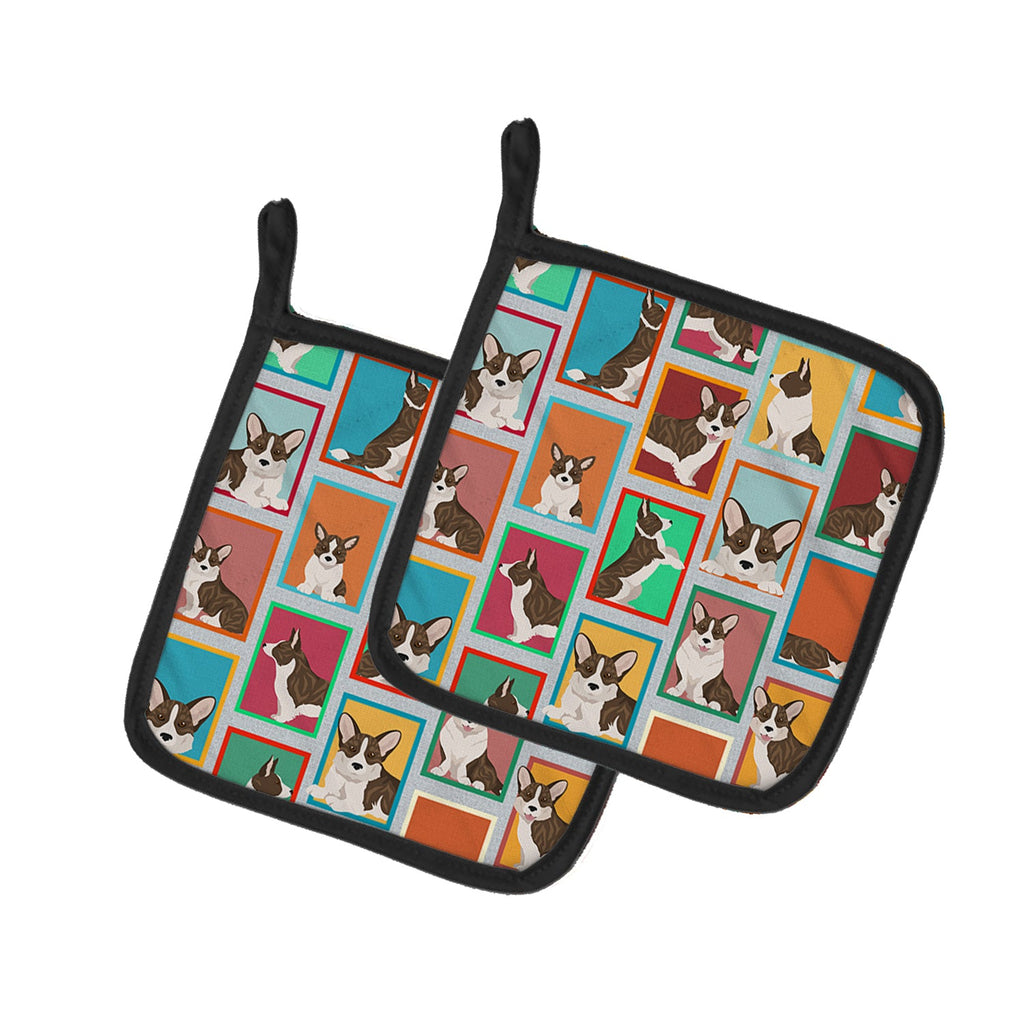 Lots of Brindle Cardigan Corgi Pair of Pot Holders