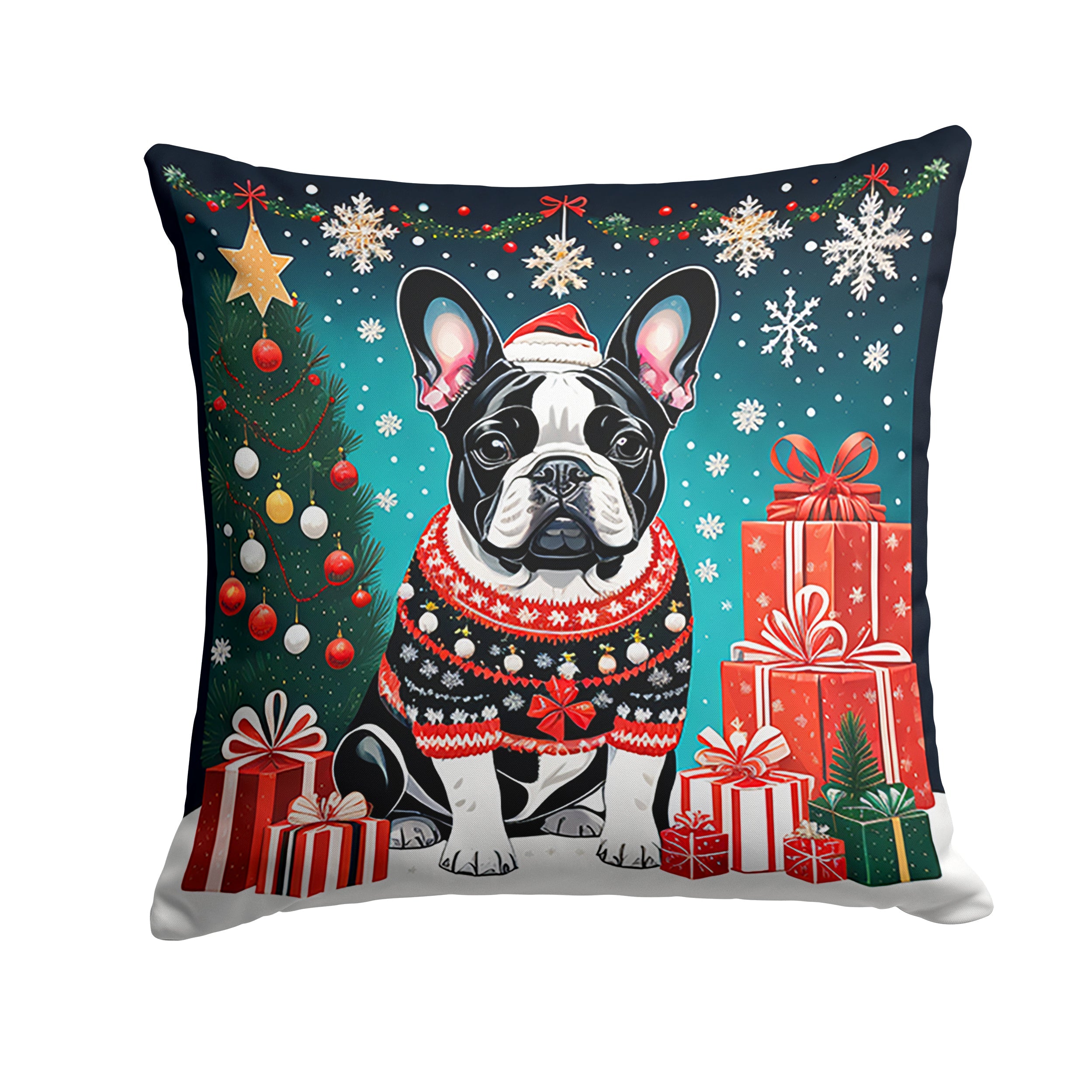 French Bulldog Christmas Throw Pillow