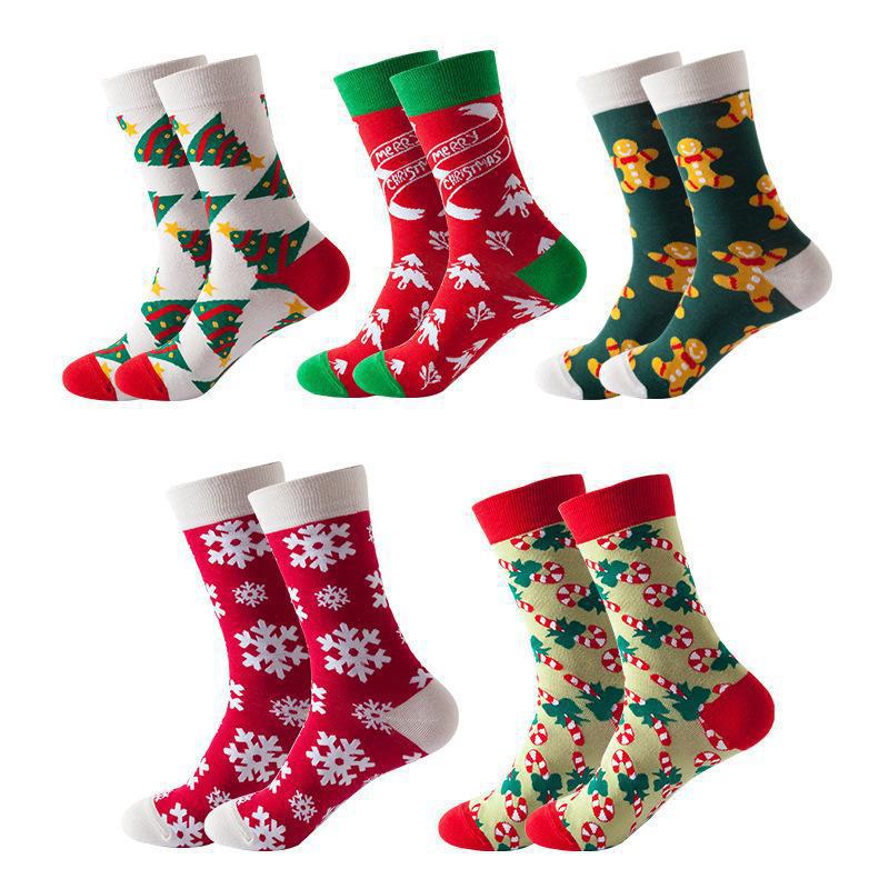 Christmas Themed Mid-Calf Socks for Men and Women