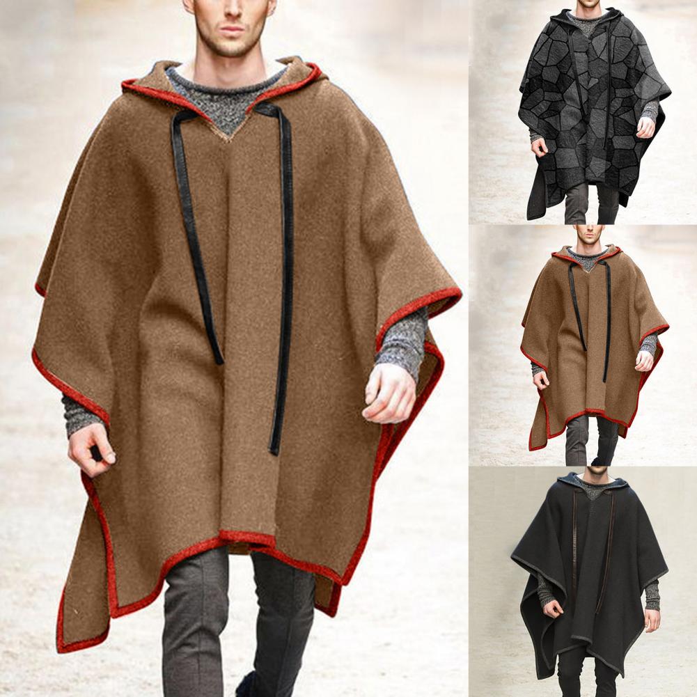 Trendy Vintage Men’s Long Coat with Irregular Hem