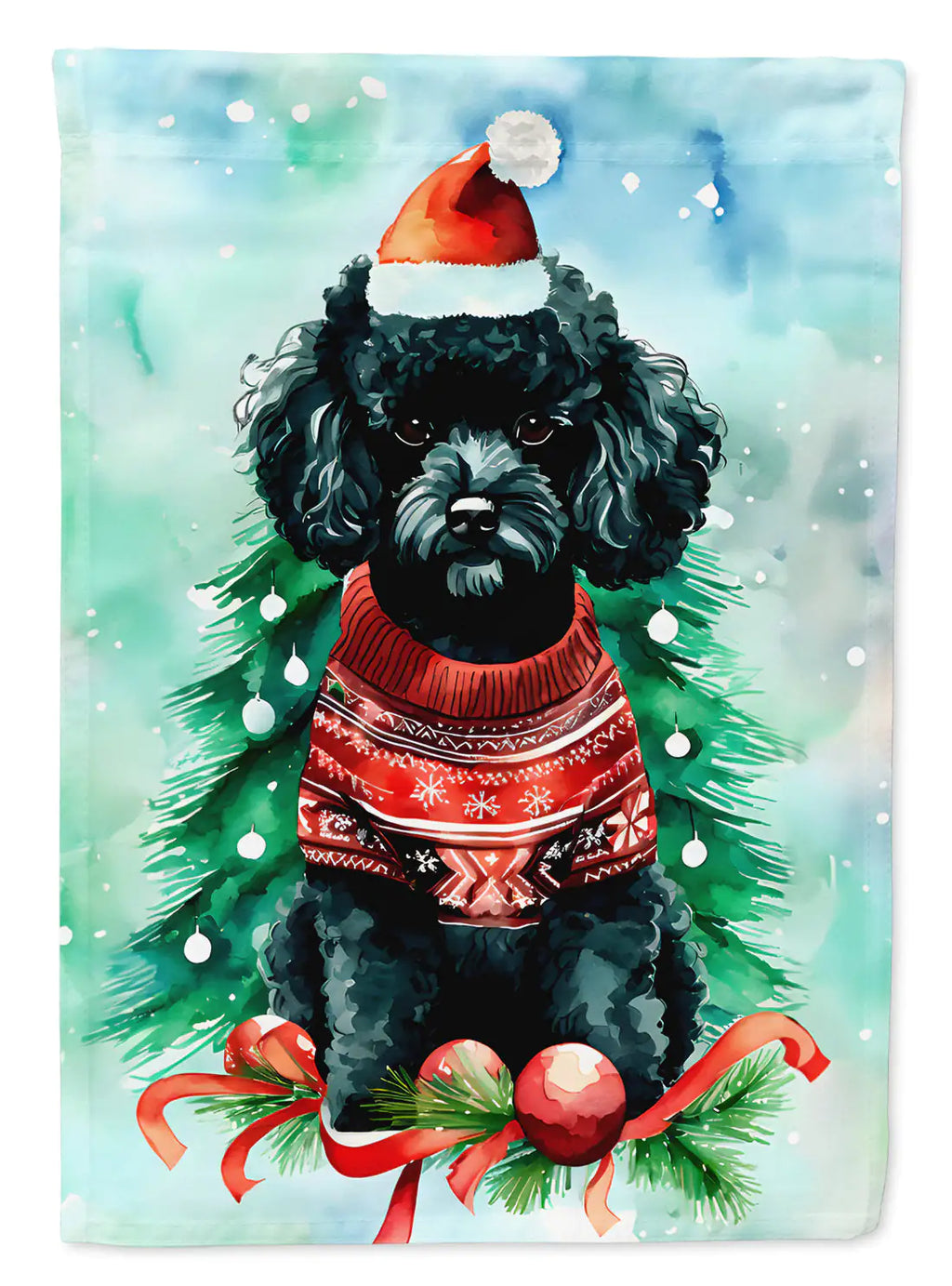 Poodle Christmas Garden Flag