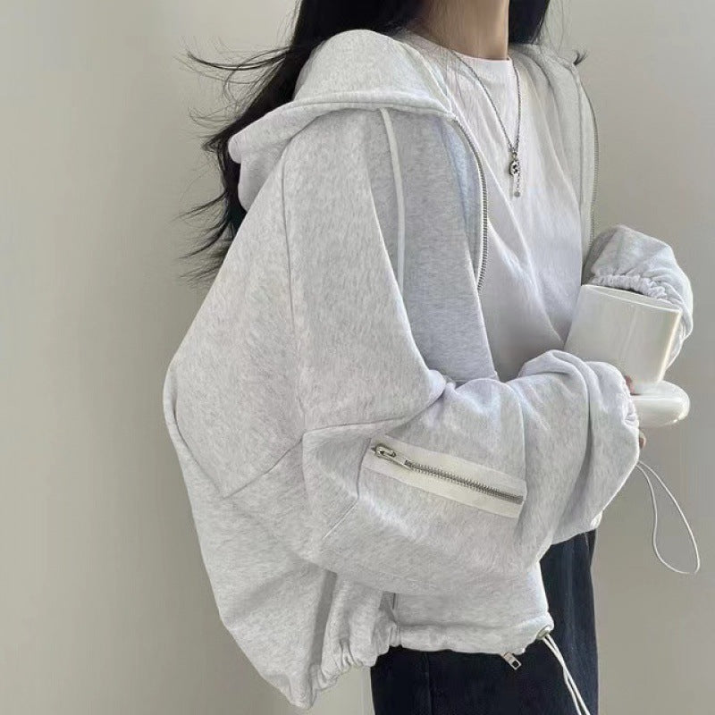 Loose Casual Hoodie Coat with Large Pockets and Zipper | Streetwear