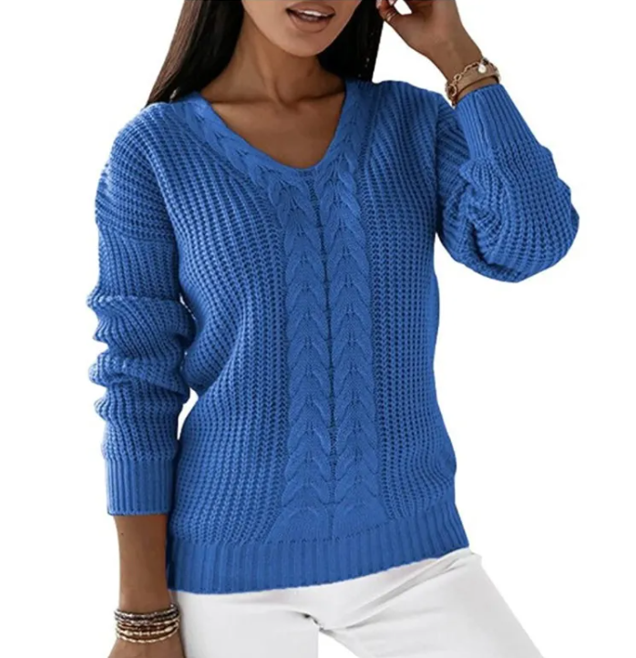 Cozy Twist V-Neck Knit Pullover | Streetwear