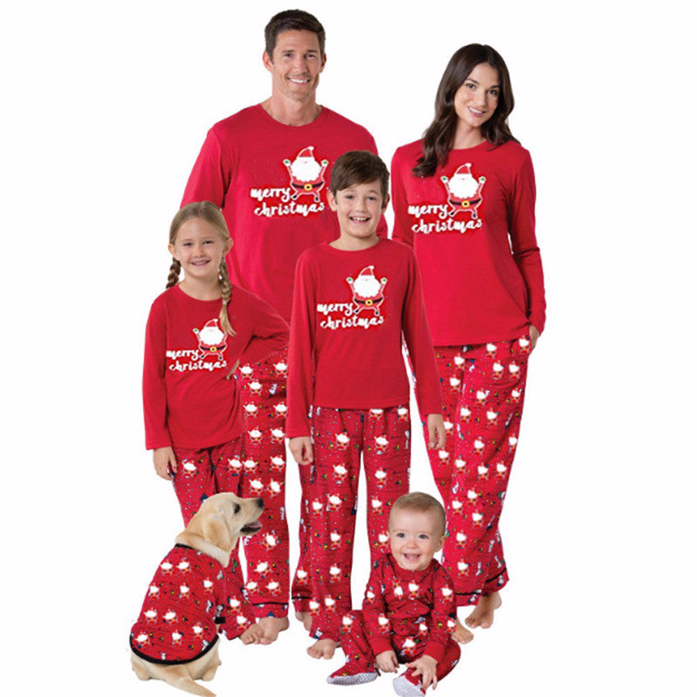 Red Parent-Child Christmas Pajama Set (Two Pieces)