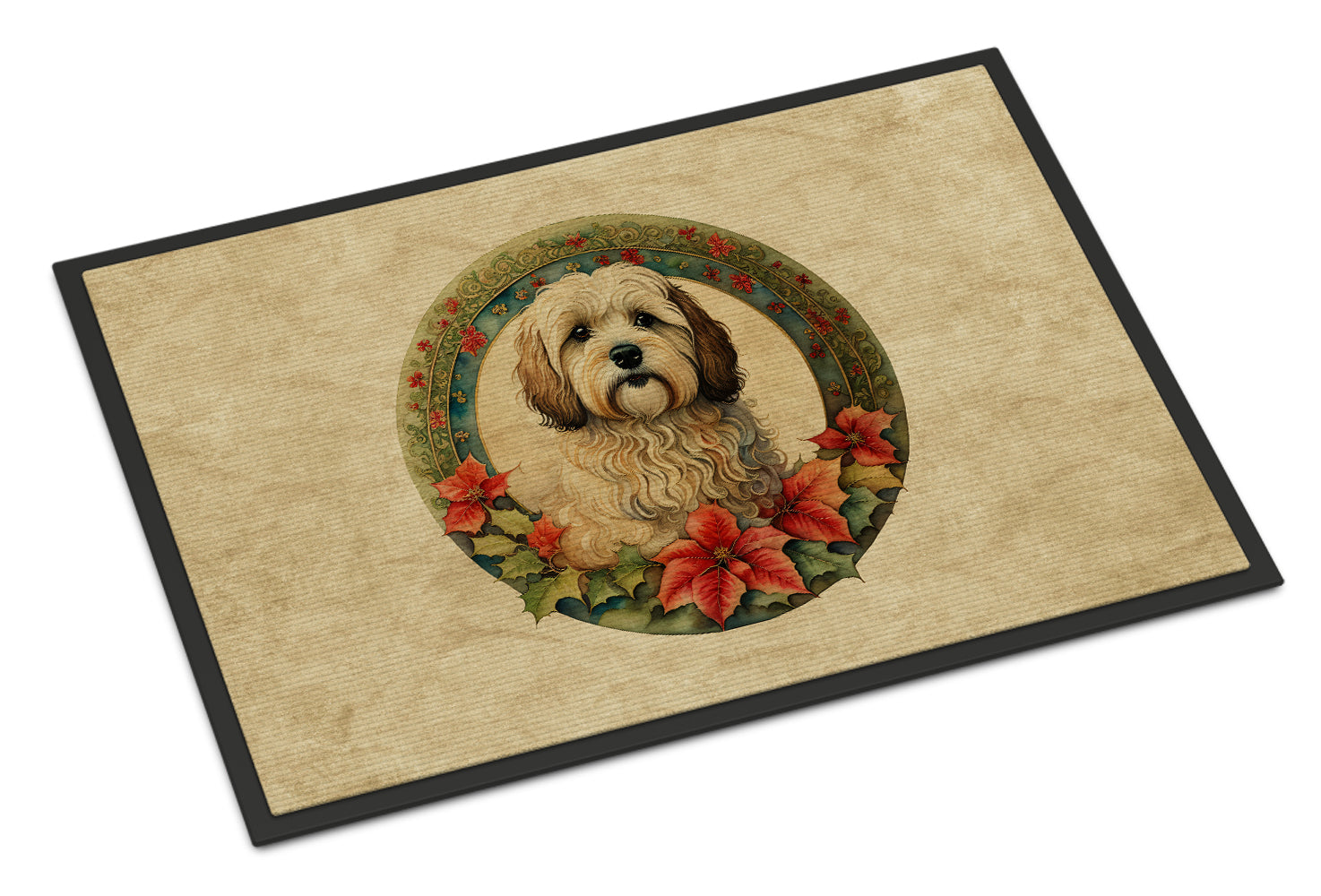 Havanese Christmas Flowers Doormat