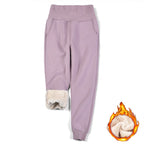 High Waist Fleece Trousers a Slim Look