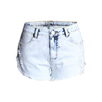 High-Waisted Light Wash Distressed Denim Shorts for Women