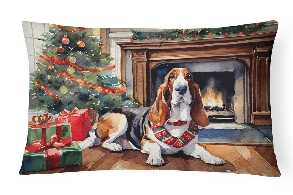 Basset Hound Cozy Christmas Throw Pillow