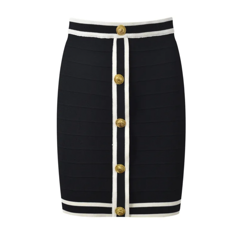 Slim-fit Gold Buckle Cardigan Two-piece Set