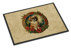 Tibetan Spaniel Christmas Flowers Doormat