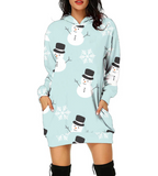 Women's Casual Printed Christmas Sweater Dress