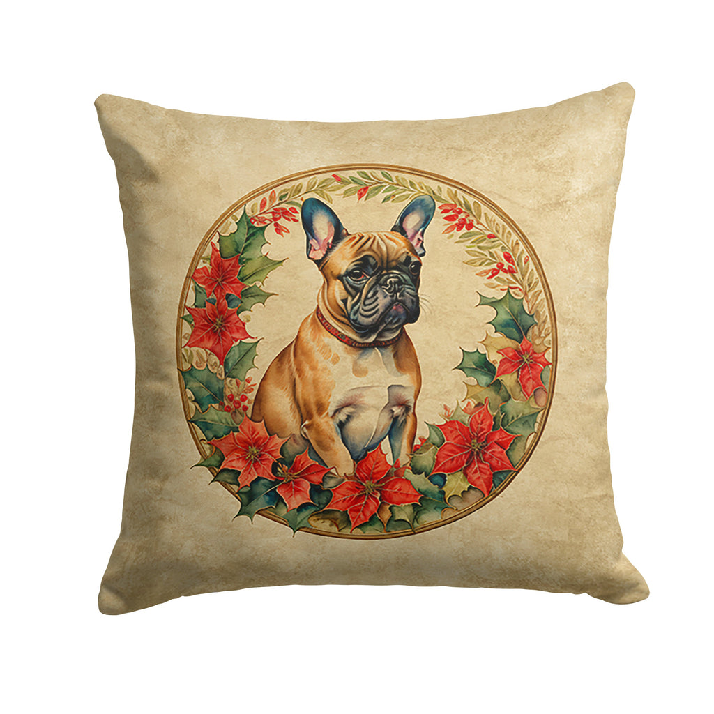 French Bulldog Christmas Flowers Throw Pillow