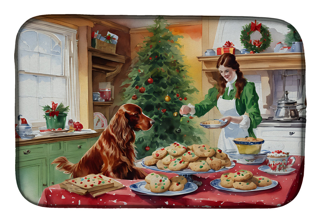 Irish Setter Christmas Cookies Dish Drying Mat