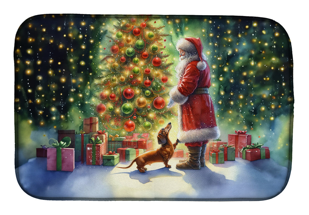 Dachshund and Santa Claus Dish Drying Mat