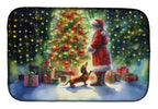 Dachshund and Santa Claus Dish Drying Mat