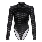 2019 Women's Letter Print Long Sleeve Bodysuit