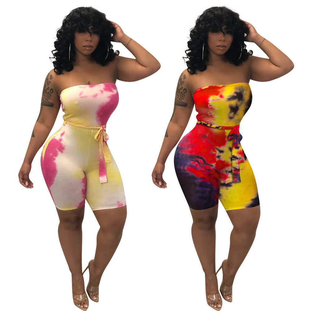 Tie-Dye Strapless Bodysuit - Sexy Style