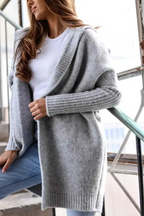 Hooded Patchwork Knit Sweater