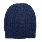 Navy Loop Knit Alpaca Beanie | Embroidered Cap