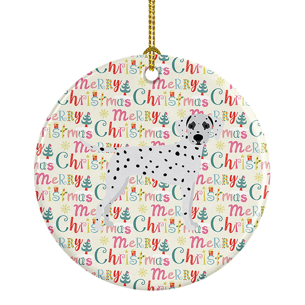 Dalmatian Merry Christmas Ceramic Ornament