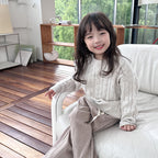 Girls' Stylish Round Neck Twist Knit Cotton Sweater